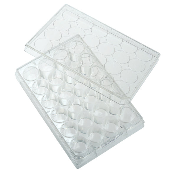 Celltreat 229127 24 Well Tissue Culture Plate with Lid, 5/Pack, Sterile