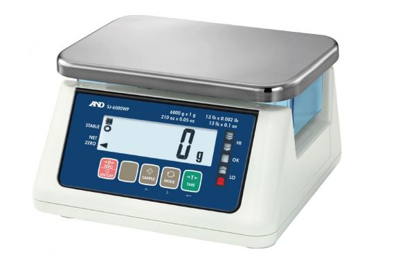 AND Weighing SJ-15KWP-BTF Washdown Bench Scale with Bluetooth, 15000 g x 0.5 g