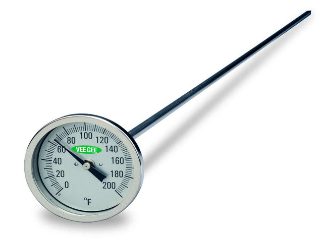 Heathrow Scientific 82100-36 Thermometer, Dial, 0° to 100°C, 3" Diameter, 36" Stem Length, 1/pk