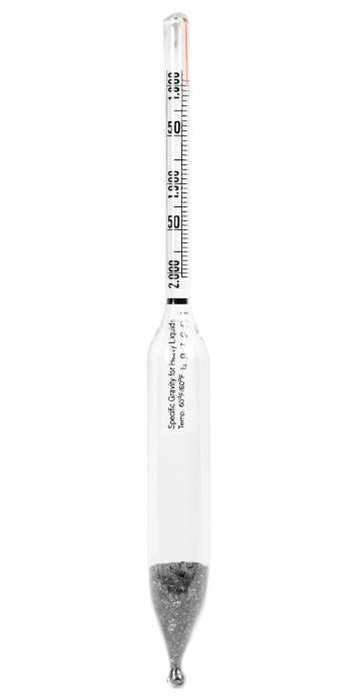 Heathrow Scientific 6604-4 Specific Gravity Hydrometers, 1.600 to 1.850, 0.005 subdivisions, 165 mm, 1/pk