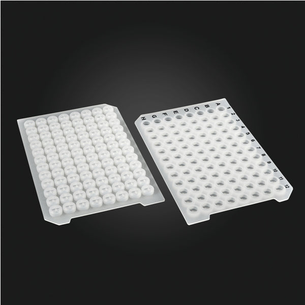 MTC Bio D3320-19 OptiWell™ Sealing Mat, 96 Round Well, Black Alphanumeric Printing, Silicone, "-" Opening, Ø5.5mm, 50/PK