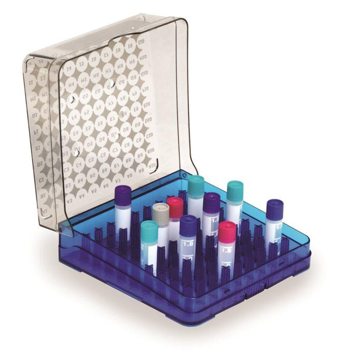 Heathrow Scientific HS23300D Arctic Squares Cryogenic Tube Storage Box PC 100-Place, Blue
