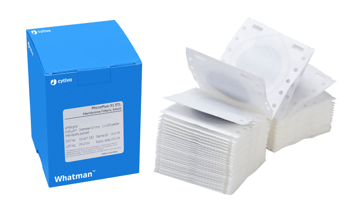 Whatman 10407714 MicroPlus-21, 50mm Dia, White, Black Grid, Single Sterile Packed, 100/pk (PN: 10407714)