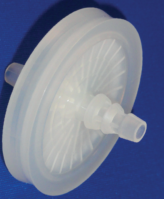 I.W. Tremont IWT-ES10502 PTFE inline membrane filter, 50mm dia, porosity 0.45µm, STERILE filter with 1/4" to 3/8” barb ports, 10 pack