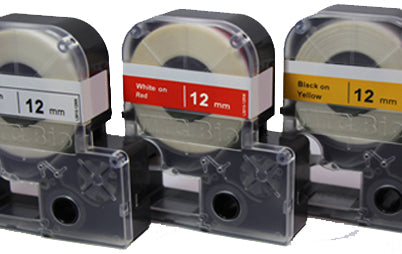 MTC Bio L9010-12RW Label Cartridge Cassette, 12mm lab tape, red w/ white print
