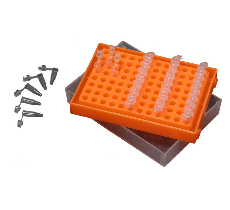 MTC Bio R1010 Rack, PCR, 96x0.2ml, with lid, rainbow pack, 5/pk