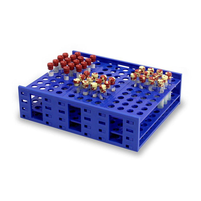 Heathrow Scientific 24323A Mega Rack Tube Rack for 13-16mm Tubes, Blue