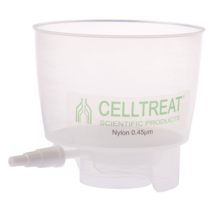 Celltreat 229735 500mL Polypropylene Bottle Top Filter, Nylon Filter Material, 0.45_m, 90mm, Non-sterile