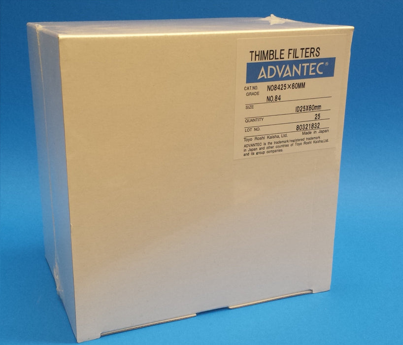 Advantec NO8425X29X60MM NO.84 Cellulose Thimble 25X60MM (25/Pack)