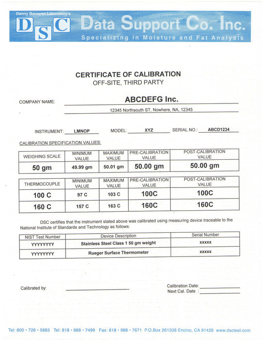 E-copy of Calibration Certificate